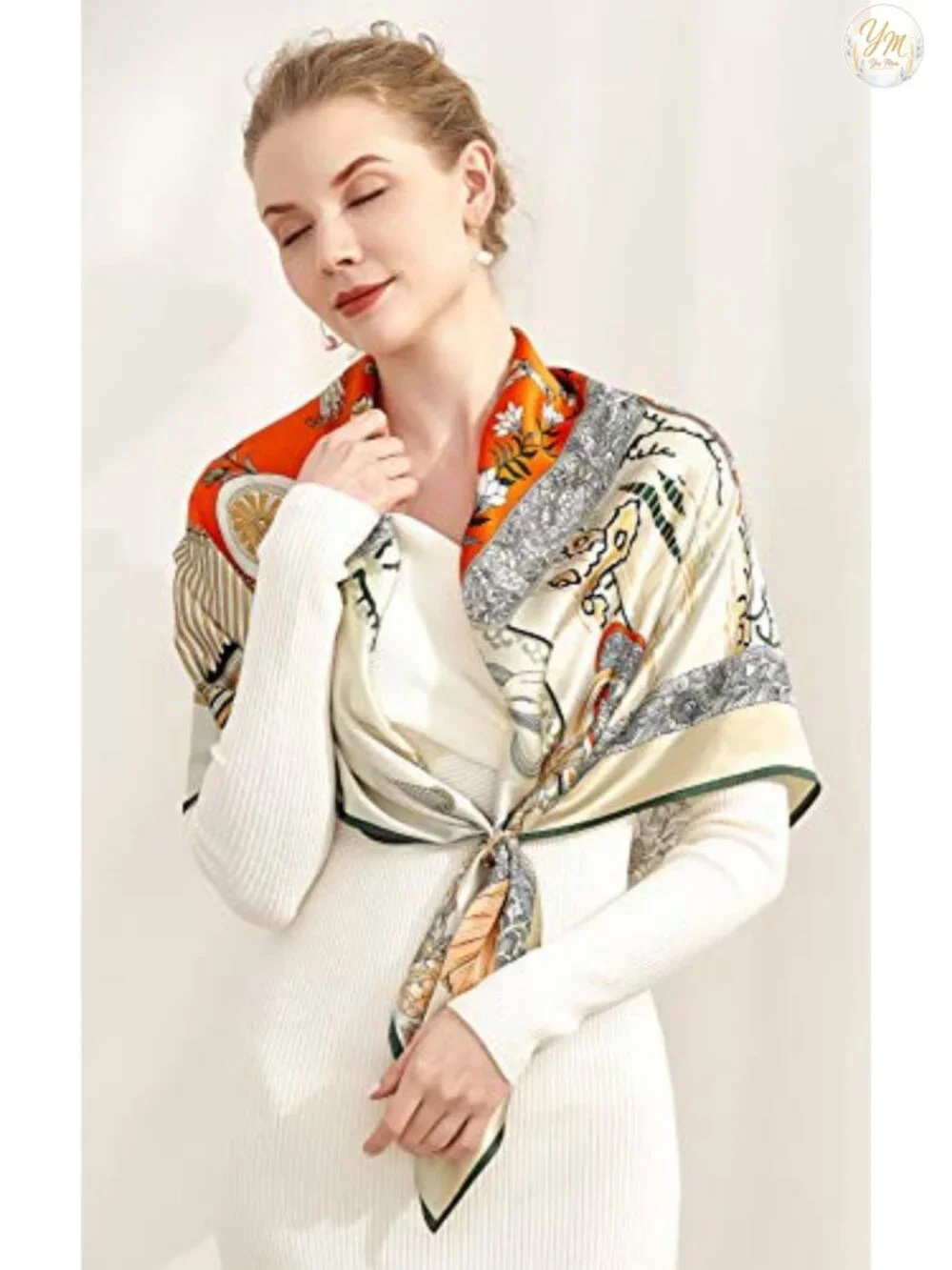 100% Silk Scarf Large 42x42 Luxury Satin Weave